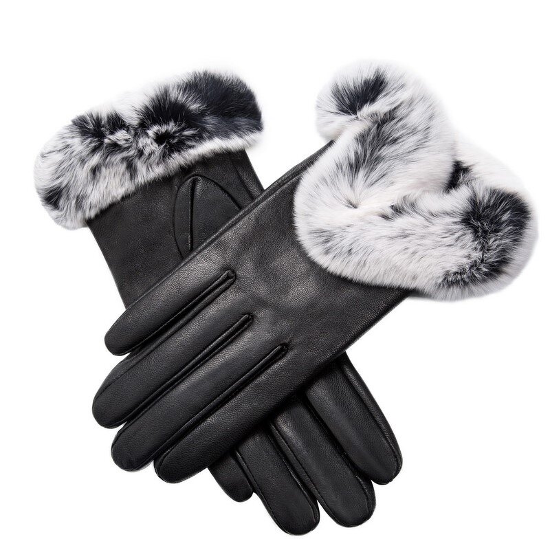 Leather Gloves Manufacturer - Women Fashion Rabbit Fur Cuff Breathable Winter