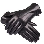 Leather Driving Gloves Manufacturer - Wool Lining Women's Black Ethiopian Sheepskin Winter