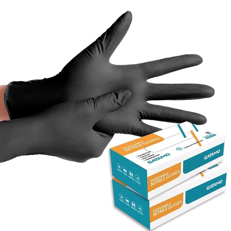 Disposable Nitrile Gloves Manufacturer - Food Grade Black Examination Rubber Powder Free 4.5g 5.0g 7.0g for Tattoo