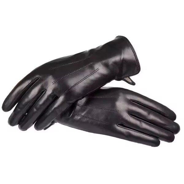 Leather Driving Gloves Manufacturer - Luxury Women's Ethiopian Sheepskin with Wool Lining Winter Warm Black