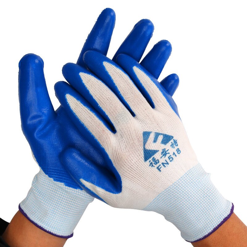 Work Gloves Manufacturer - Nitrile Dipped Coated Black Green Rescue Protective Guante Trabajo Waterproof