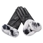 Leather Gloves Manufacturer - Women Fashion Rabbit Fur Cuff Breathable Winter