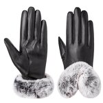 Leather Gloves Manufacturer - Women Fashion Rabbit Fur Cuff Breathable Winter