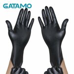 Disposable Nitrile Gloves Manufacturer - Diamond Grip Industrial Black for Garage Duty Car Repair Mechanical