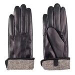 Leather Driving Gloves Manufacturer - Luxury Women's Ethiopian Sheepskin with Wool Lining Winter Warm Black