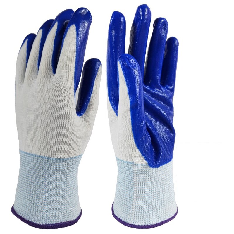 Safety Work Gloves Manufacturer - Blue Nitrile Coated Oil-proof Smooth Finished