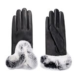 Leather Gloves Manufacturer - Women Fashion Rabbit Fur Cuff Breathable Winter