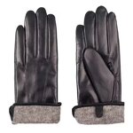 Leather Driving Gloves Manufacturer - Wool Lining Women's Black Ethiopian Sheepskin Winter