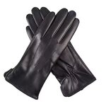 Leather Driving Gloves Manufacturer - Wool Lining Women's Black Ethiopian Sheepskin Winter