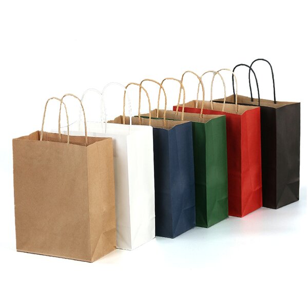 Kraft Paper Bags Manufacturer - Custom Printer Handles Gift Brown Black White with Your Own Logo