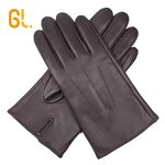 Leather Gloves Manufacturer - Wholesale Men's Winter Genuine Sheepskin Black Brown Dress for Car Driving