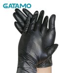 Disposable Nitrile Gloves Manufacturer - 8mil Industrial Black Mechanical Heavy Duty Powder Free Diamond Texture Work