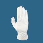 Microfiber Etiquette Gloves Manufacturer - High Quality White Polyester Breathable Elastic Cuff Dust-Free Thin