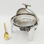 Roll Top Silver Chafing Dish Manufacturer - Durable Stainless Steel Buffet Food Warmer Round for Wedding & Banquet