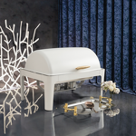 White Gold Rectangle Chafing Dishes Manufacturer - Durable 9L Luxury Buffet Set Fuel Heating New Design Wedding Catering Stainless Steel