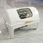 White Gold Rectangle Chafing Dishes Manufacturer - Durable 9L Luxury Buffet Set Fuel Heating New Design Wedding Catering Stainless Steel