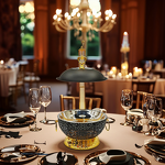 Luxury Hanging Chafing Dish Set Manufacturer - Royal Hotel Restaurant Stainless Steel Black & Gold Chef Dish for Catering Equipment