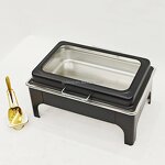Rectangular Buffet Food Warmer Manufacturer - Modern 9L Stainless Steel Black Hydraulic Hinge Chafing Dish for Catering Fuel Heating