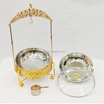 Alcohol Stove Chafing Dish Manufacturer - Hot Selling Restaurant Supplies Luxury Gold Hanging Lid Stainless Steel for Buffet