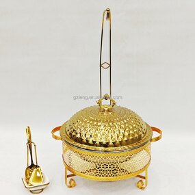 Golden Buffet Set Manufacturer - Factory Supplies Diamond Suspender Lace Furnace With Hanger Food Warmer Chafing Dish with Hanging Lid