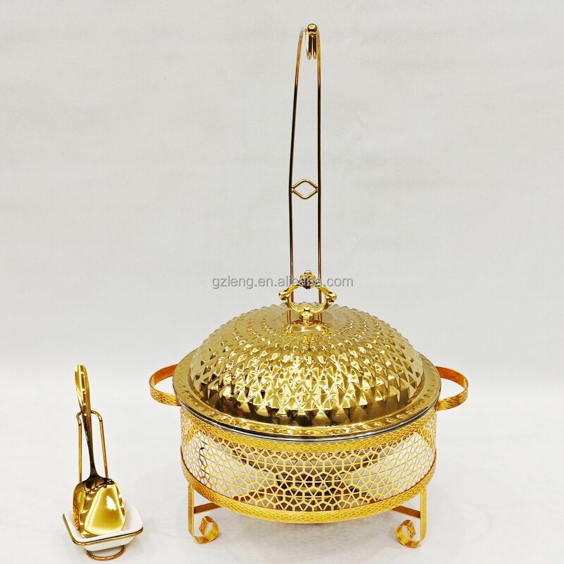Golden Buffet Set Manufacturer - Factory Supplies Diamond Suspender Lace Furnace With Hanger Food Warmer Chafing Dish with Hanging Lid
