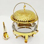 Round Hanging Chafing Dish Set Manufacturer - Hot Sale Stainless Steel and Gold Buffet Stove for Hot Pot Food Warming Set
