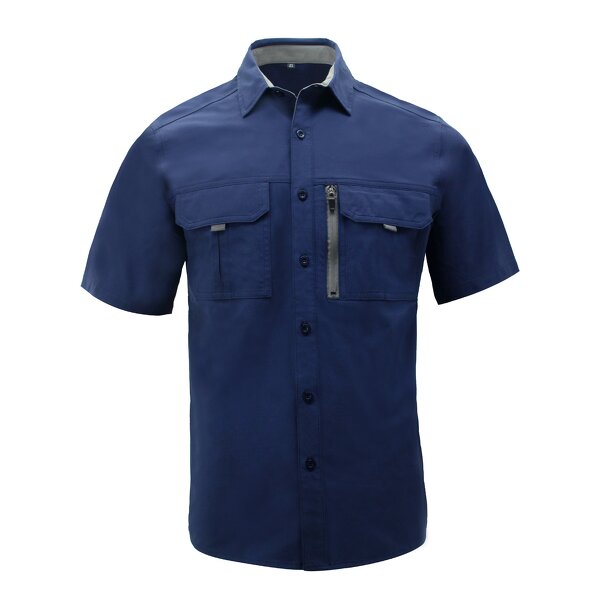 Men's Fishing Shirt Manufacturer - UV Vented Sun-Protected S/S Breathable Quick Dry 100% Polyester UPF 50+ ZW465