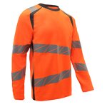 Hi Vis Fluorescent T-Shirt Manufacturer - Customizable Knitting Round Neck Long Sleeve Work Safety Orange with Custom Logo