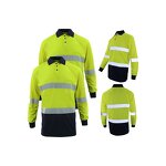 Hi Viz Safety Polo Shirt Manufacturer - 100% Polyester Blue with LED Flash Reflective for Mining & Construction WP-01L