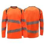 Hi Vis Fluorescent T-Shirt Manufacturer - Customizable Knitting Round Neck Long Sleeve Work Safety Orange with Custom Logo