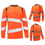 Hi Vis Fluorescent T-Shirt Manufacturer - Customizable Knitting Round Neck Long Sleeve Work Safety Orange with Custom Logo