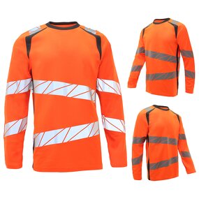 Hi Vis Fluorescent T-Shirt Manufacturer - Customizable Knitting Round Neck Long Sleeve Work Safety Orange with Custom Logo