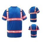 Reflective Safety T-Shirt Manufacturer - ANSI Standard Breathable Quick Dry Short Sleeve Work Wear for Construction Blue SS-05