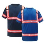 Reflective Safety T-Shirt Manufacturer - ANSI Standard Short Sleeve Work Wear for Construction Engineers Navy SS-05