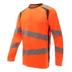 Hi Vis Fluorescent T-Shirt Manufacturer - Customizable Knitting Round Neck Long Sleeve Work Safety Orange with Custom Logo