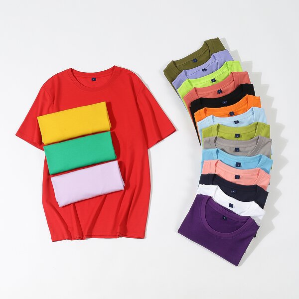 Casual T-Shirt Manufacturer - Wholesale 95% Cotton 5% Spandex 185gsm Short Sleeve Custom Plain for Man and Woman