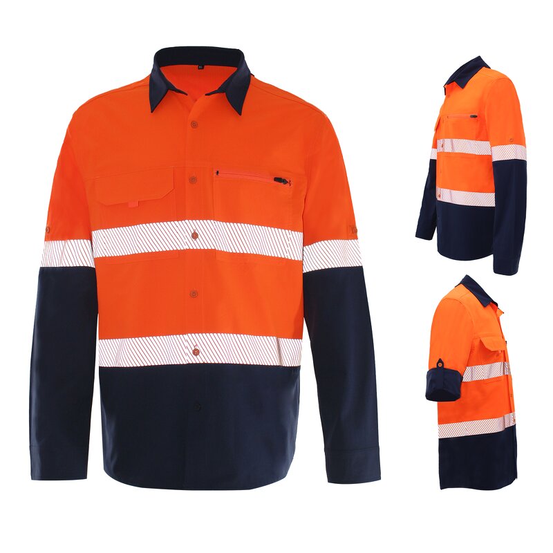 Hi Vis Workwear Shirt Manufacturer - Customized Logo 100% Polyester Ripstop Soft Safety Reflective for Engineering ZW470