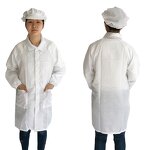 ESD Garment Manufacturer - GI Wholesales Unisex Dust Proof Suit Straight Collar Zipper Reusable Cleanroom Clothes Lab Smock