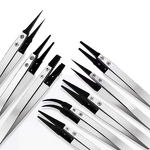 Antistatic Tweezers Manufacturer - GI Wholesales Esd 259 Tip Replacing 130mm Silver Carbon Fiber Stainless Steel