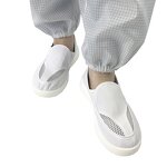 Cleanroom ESD Canvas Shoes Manufacturer - GI Cheap Price Washable Unisex Labor Working PU Sole White Dark Blue