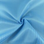 ESD Fabric Manufacturer - GI Wholesales Polyester Spandex Carbon Fiber Knitted Rib Anti Static Blue 5mm Stripe
