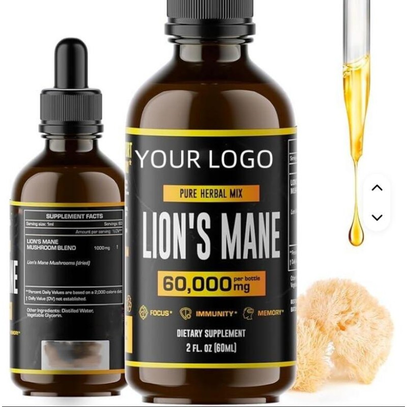 Lion's Mane Drops Manufacturer - Factory OEM Organic Lion's Mane Mushroom Extract Liquid Drops