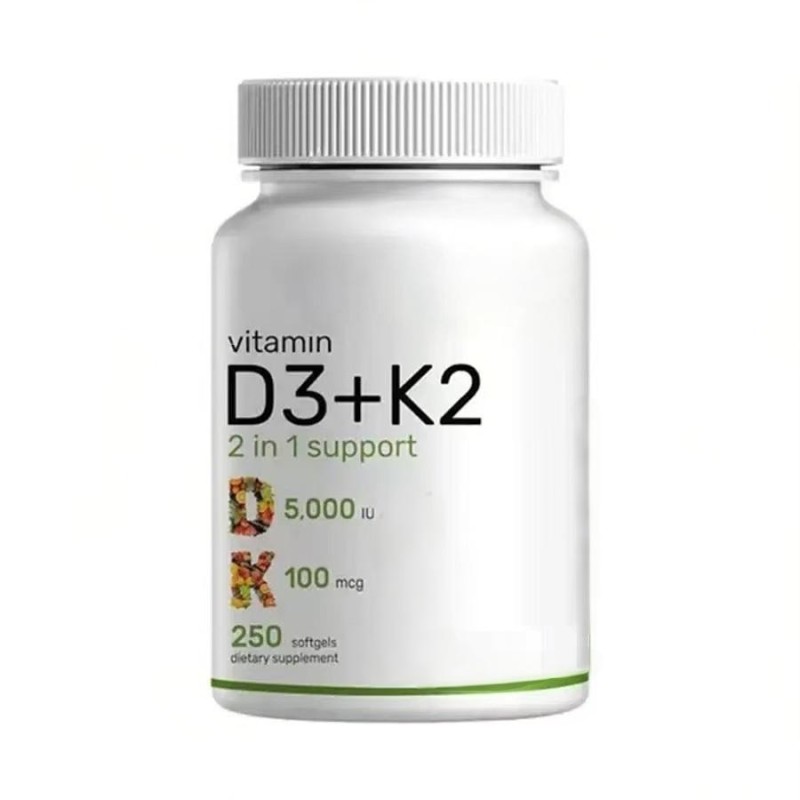 Vitamin D3 K2 Softgel Factory - Gmp Factory OEM Vitamin D3 K2 5000IU 100mcg with Sunflower Oil