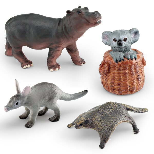 Wild Animal Model Manufacturer - Lelewu Simulation Hippos Koala Anteater Flying Mouse Baby Decoration