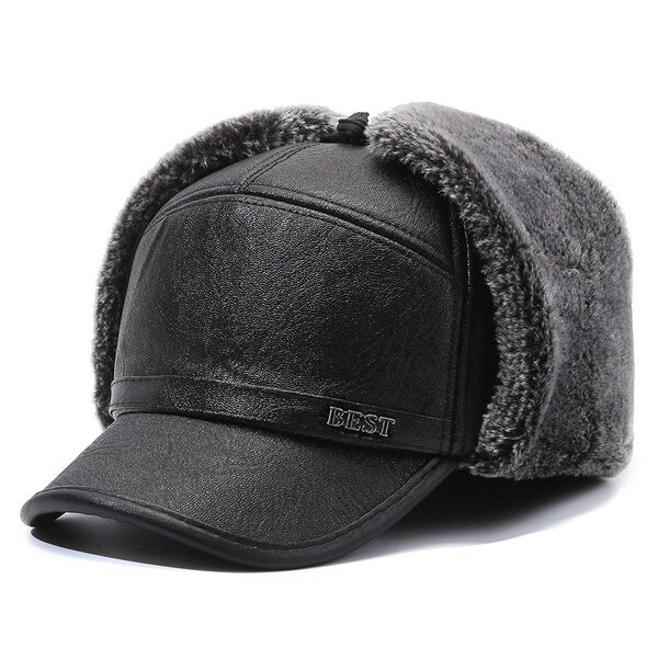 Men's Leather Hat Manufacturer - Nunu Human Winter Season Ear Warm Old Father Lei Feng Baseball Cap