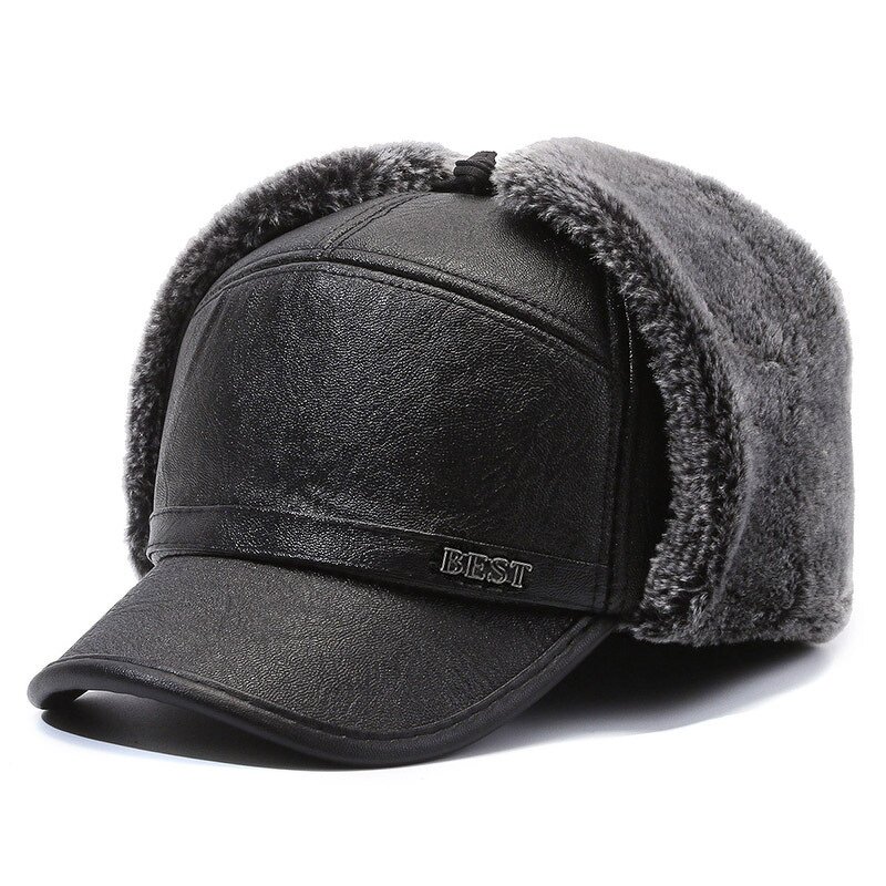 Men's Leather Hat Manufacturer - Nunu Human Winter Season Ear Warm Old Father Lei Feng Baseball Cap