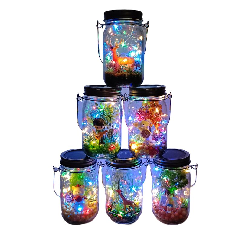 Landscape Glass Jar Light Manufacturer - Senlin Cross-border LED Outdoor Decoration Hanging Color Solar Glow Mason Bottle DIY