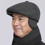 Men's Wool Cap Manufacturer - Nunu Human Front Dad Ear Warmers Winter Old Man Hat