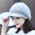 Women's Rabbit Hair Hat Manufacturer - Nunu Hat Winter Solid Color Duck Cap Warm Knit Wool Plush Mother