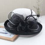 Wedding Top Hat Manufacturer - Bridal Women's Elegant Ruffles Flower Kentucky Derby Church Party Vintage Luxury Church Hats